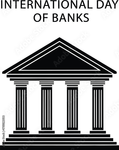 International Day of Banks illustration with classical bank building