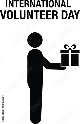 International Volunteer Day illustration with person holding gift