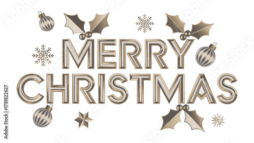 Festive Cheer: A stylish Merry Christmas banner with Christmas ornaments and a holiday theme. 