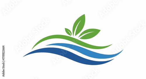 Green Leaves and Blue Waves Symbolizing Nature and Purity.