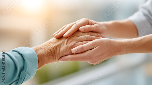 compassionate care with a tender touch showing supportive hands, providing comfort and reassurance
