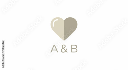 Minimalist heart logo with initials A and B for a wedding.