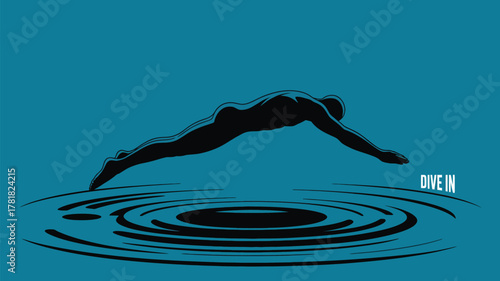 Dive into opportunity and experience the thrill of success with this dynamic illustration, perfect for motivational campaigns and business ventures