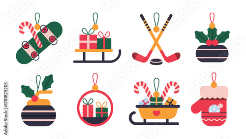 Festive Ornaments Set: A captivating arrangement of festive ornaments that radiate cheer and holiday warmth. Perfect for seasonal decorations, conveying joy.