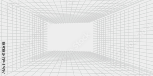 Crumpled white paper sheet with check grid lines overlay - wrinkled notebook page with mathematical graph squares, folded texture on checkered surface for school homework or office calculations.