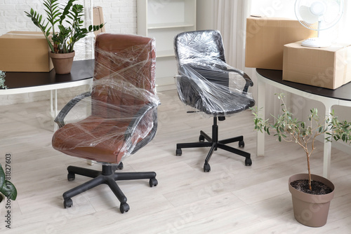 Interior of office with cha...