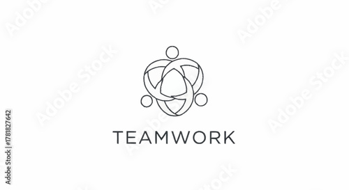 Minimalist Teamwork Logo Design Featuring Interconnected Figures Symbolizing Collaboration.