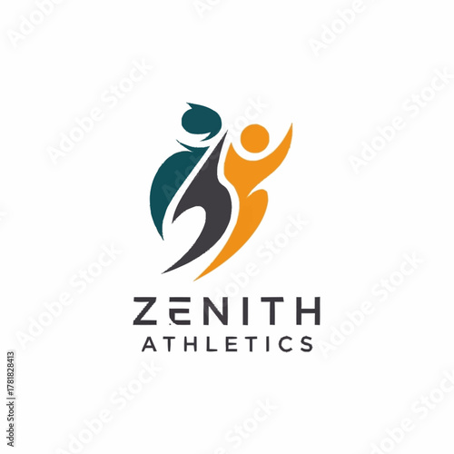Zenith Athletics logo featuring dynamic figures in motion representing sports and fitness.