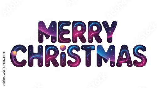 Cosmic Merry Christmas: A festive message, illuminated with the celestial beauty of the cosmos, conveys warm wishes for the holiday season. 