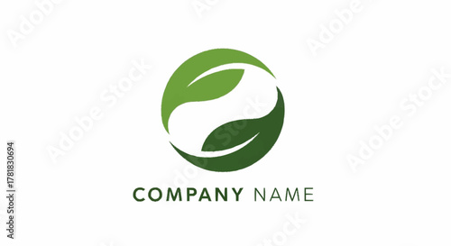 Green Leaf Yin Yang Symbol Logo Design.