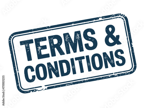 A stamp reads "TERMS & CONDITIONS" to signify agreement and rules.