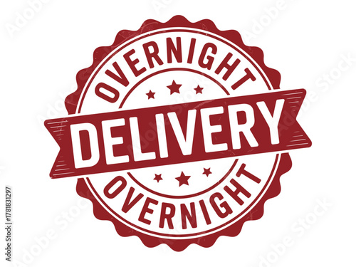 A red circular stamp signifies urgent overnight delivery.