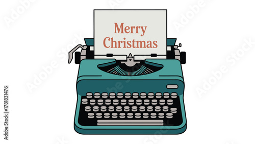 Christmas Message on Typewriter: A vintage typewriter holds a festive message, spreading holiday cheer with every character. It represents a timeless sentiment during the holiday season. 
