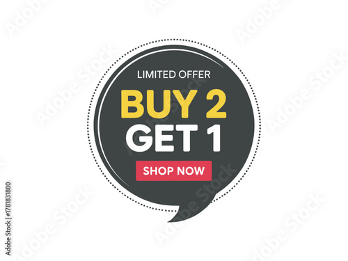 Limited offer buy 2 get 1 shop now sale discount badge
