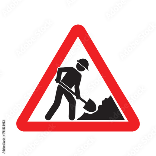Road work ahead warning sign