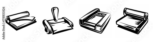 Collection of office supplies four vintage paper tools including stapler hole punch guillotine and document clip