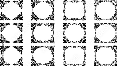 set of black and white frames