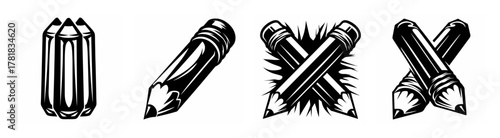 Vintage style pencil graphics collection featuring various arrangements and textures for artistic projects and design elements