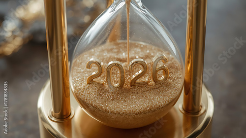 Golden Hourglass 2026 Time Passing Concept