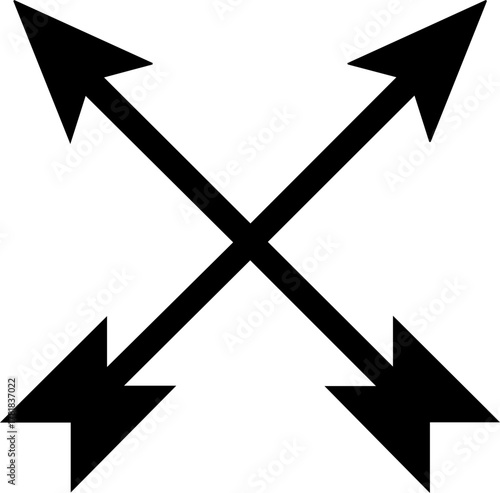 Dynamic cross arrows pointing outward in four directions, symbolizing expansion, growth, and diverse options with scalable vector precision
