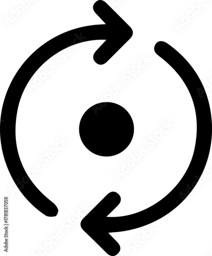 Dynamic sync symbol animation with looping arrows, representing data refresh, updating software, or continuous process in a visually engaging concept