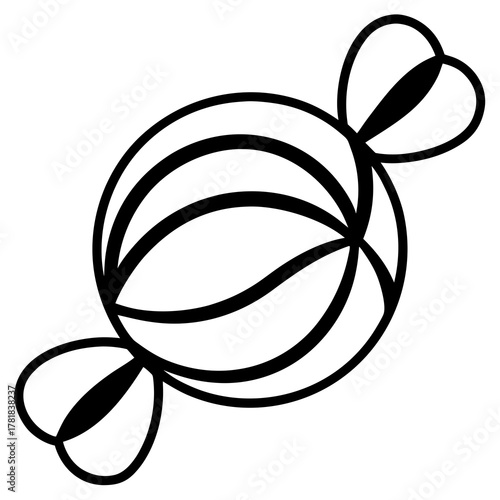 Minimalist sweet candy wrapper outline vector illustration icon