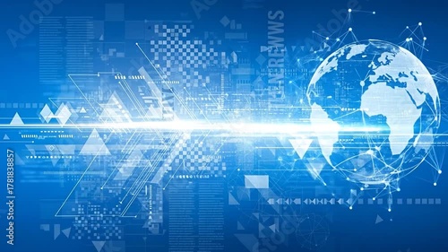 Dynamic blue abstract news background with flowing particles for broadcast graphics