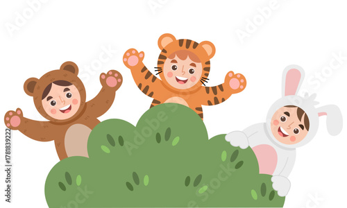 Illustration of children in animal costumes