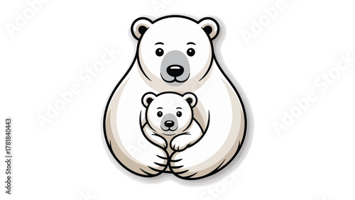 Cuddly Bears in Artistic Embrace: An endearing illustration depicts the tender bond of a parent bear, embracing its offspring in a heartwarming moment of affection.