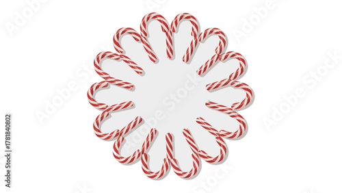 Candy Cane Circle: A festive arrangement of candy canes forming a circular pattern, with a vibrant red and white color scheme. A simple image that embodies the spirit of the holiday season.