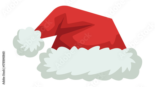 Festive Cap: A vibrant red Santa hat, trimmed with soft, white fluff, embodies the cheer and merriment of the holiday season, capturing the essence of gift-giving and wintertime festivities.