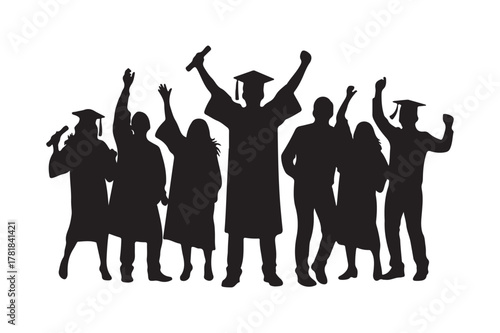 Graduation silhouette vector bundle , Set of graduation silhouette 