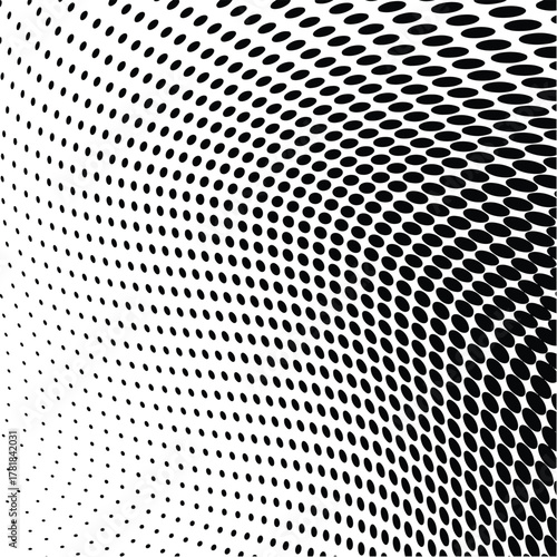Wavy gradient halftone dots pattern texture background
