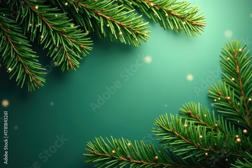 Deep green pine branches, abundant needles, festive backdrop, christmas, festive background, holiday