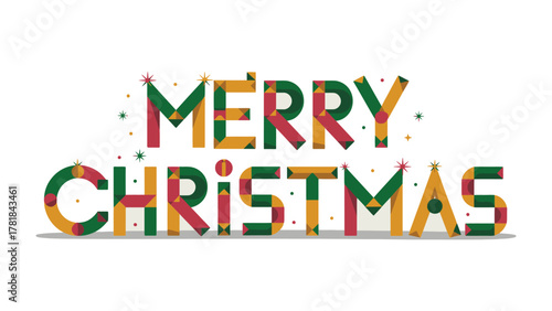 Festive Christmas Message: A colorful, joyful Merry Christmas greeting radiates holiday cheer, perfect for seasonal designs.