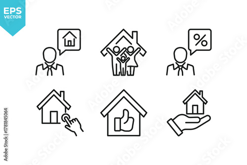 Set of line icons Real estate. Outline icons collection stock illustration
