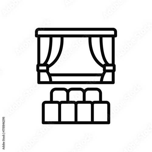 Black simple illustration of a theater stage and seats