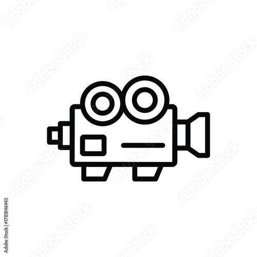 Blackandwhite line art of a vintage film camera showcasing the twin lens design handle and base