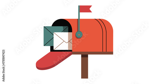 Delivery in Progress: A vibrant mailbox with the flag up and the door ajar, reveals the excitement of awaiting correspondence and the art of traditional communication. 