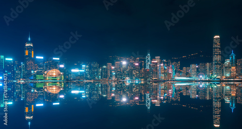Wallpaper Mural Panoramic view of Victoria Harbor and Hong Kong city view at night Torontodigital.ca