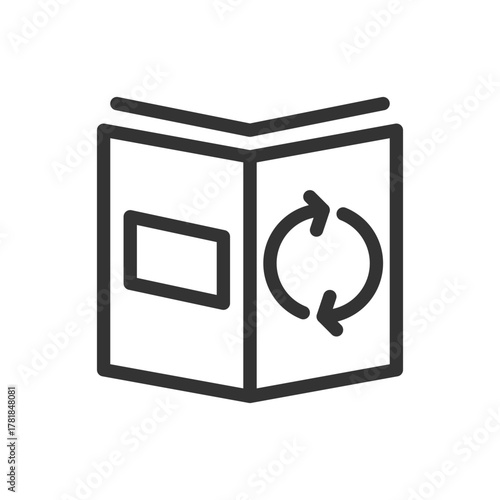 Open book with a rectangular shape and two arrows forming a circle on either side