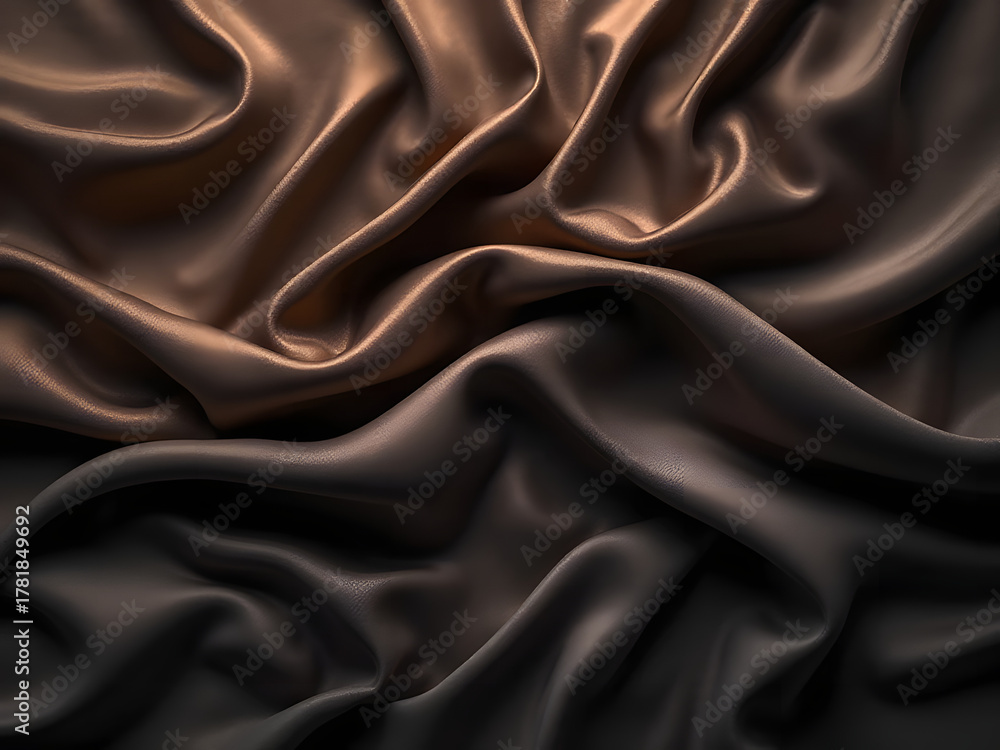 Fototapeta premium Top-Down Macro of Sculpted Satin Fabric Wave Pattern