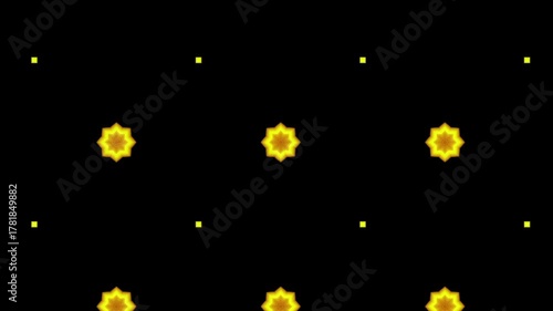 Golden brown psychedelic kaleidoscope motion background, hypnotic glowing geometric abstract pattern animation loop