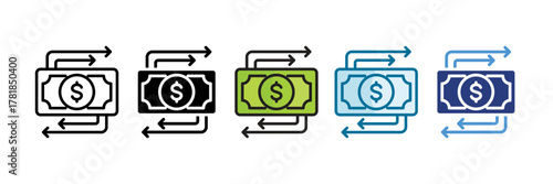 Cash Flow Icon Set Multiple Style Collection