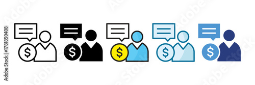 Financial Advisor Icon Set Multiple Style Collection