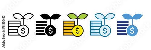Investment Fund Icon Set Multiple Style Collection