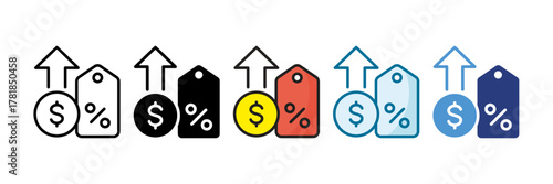 Interest Rate Icon Set Multiple Style Collection