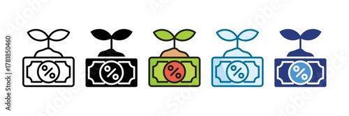 Dividend Icon Set Multiple Style Collection