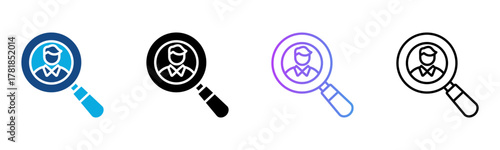 Search Icon Multiple Style Vector Illustration
