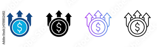 Profit Icon Multiple Style Vector Illustration
